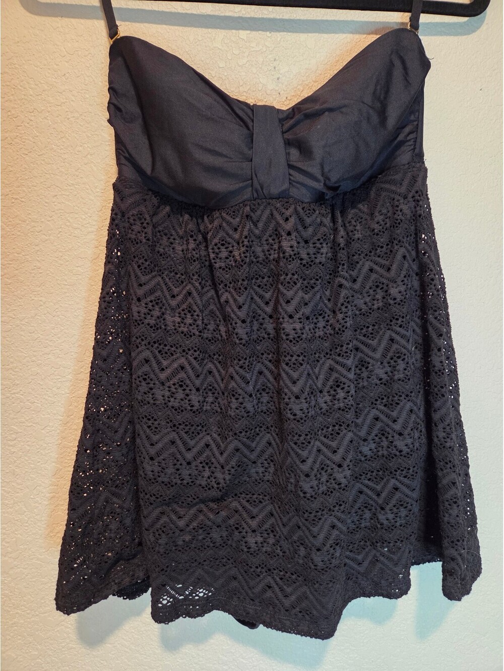 Athena Black Strapless Lace Swimdress Size 8